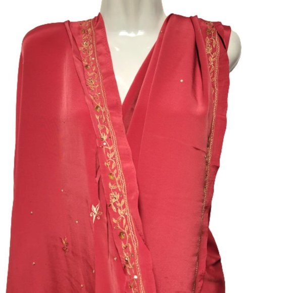 Red and Gold Ready To Wear Saree Adjustable Elastic Waist-  NEW! - Picture 7 of 13